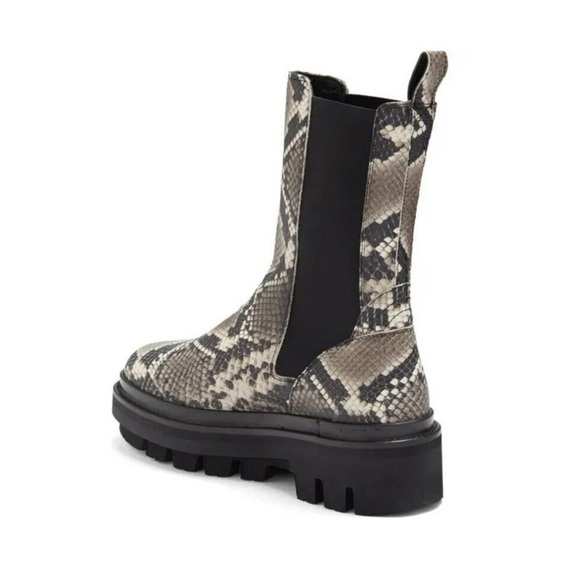 ALL SAINTS BILLIE 100% LEATHER SNAKE EMBOSSED CHELSEA BOOT GREY & BLACK SIZE 10 - Picture 15 of 15